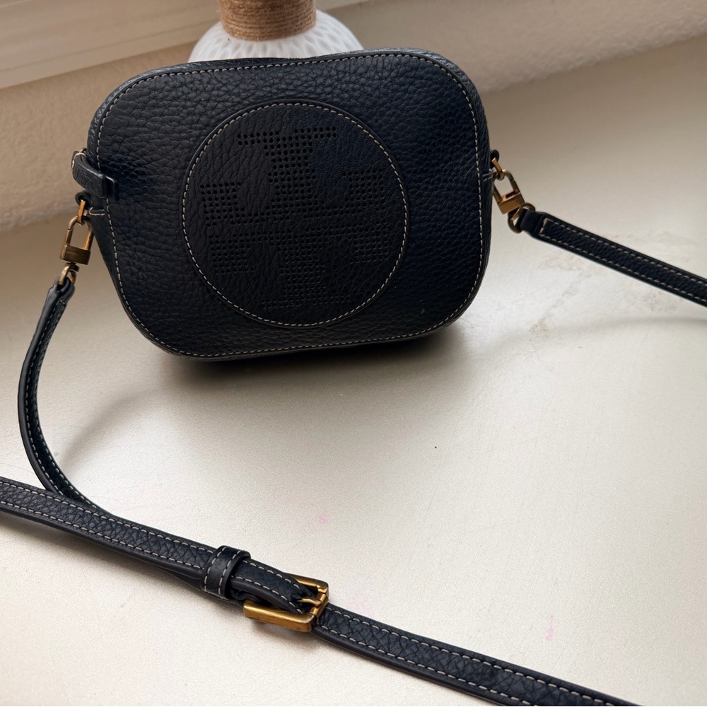 Vintage black Tory Burch Black  Perforated Leather crossbody bag
